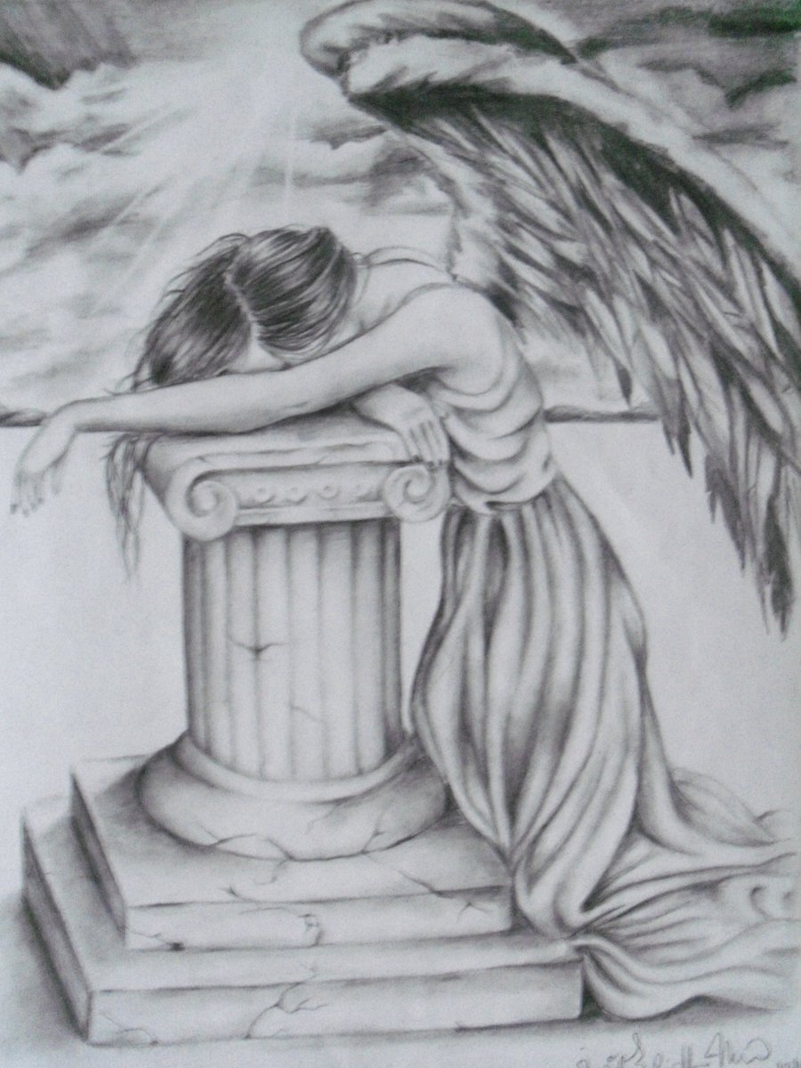 900x1200 angel drawing detailed for free download - Detailed Angel Drawing