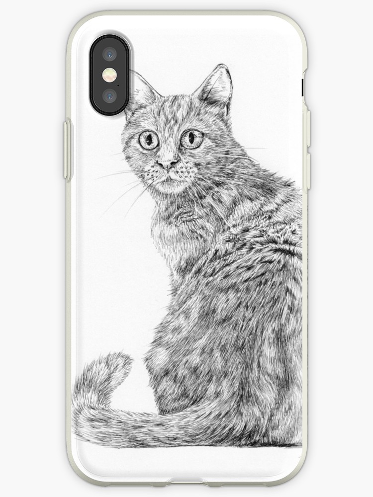750x1000 Beautiful Illustrated Cat Drawing Iphone Cases Covers - Detailed Cat Drawing