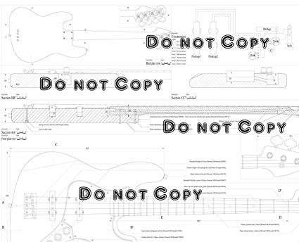 425x344 fender jazz bass guitar plans - Detailed Design Drawings