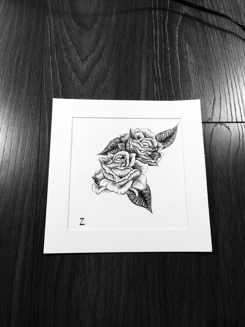 794x1059 Rose Drawing Flower Drawing Nature Art Creative Artwork Etsy - Detailed Drawing Of A Rose