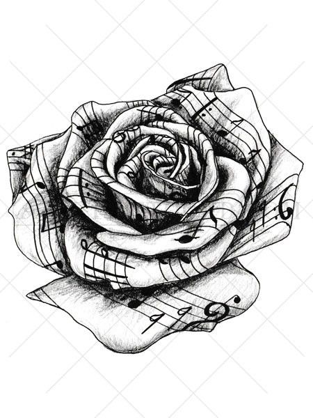 450x600 this highly detailed black and white temporary tattoo rose appears - Detailed Drawing Of A Rose