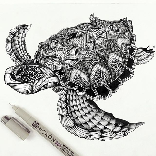 640x640 detailed drawings representing complex animal in sea - Detailed Drawings