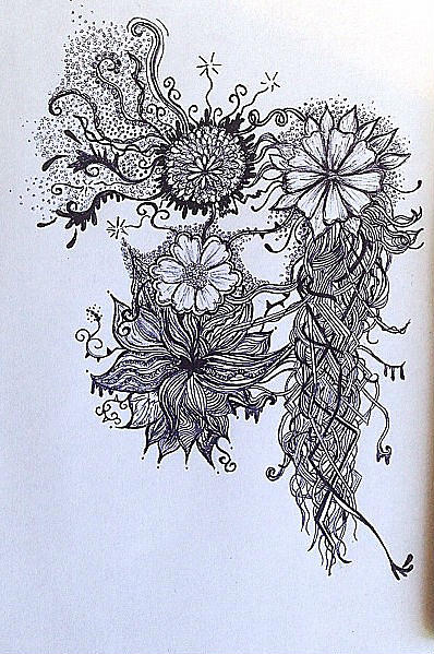 398x599 Detailed Flowers Drawing - Detailed Flower Drawing