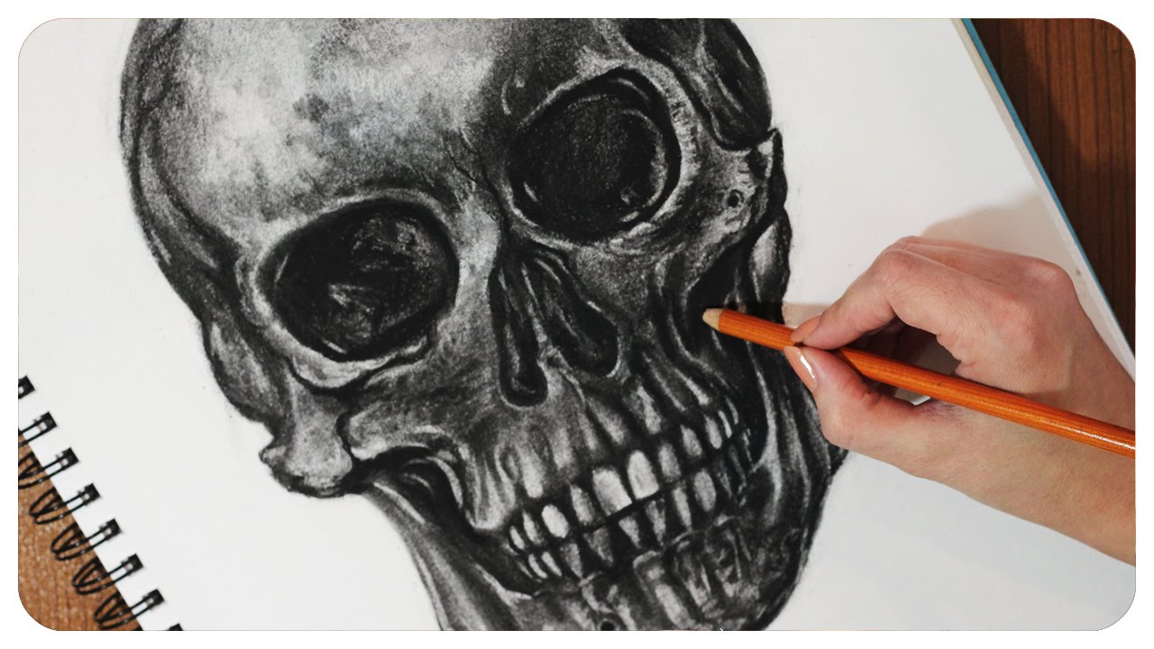 1280x720 How To Draw A Detailed Skull In Charcoal - Detailed Skull Drawing