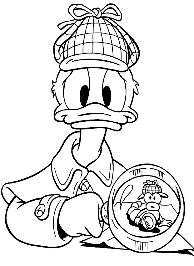 621x850 drawing donald duck detective coloring page - Detective Drawing
