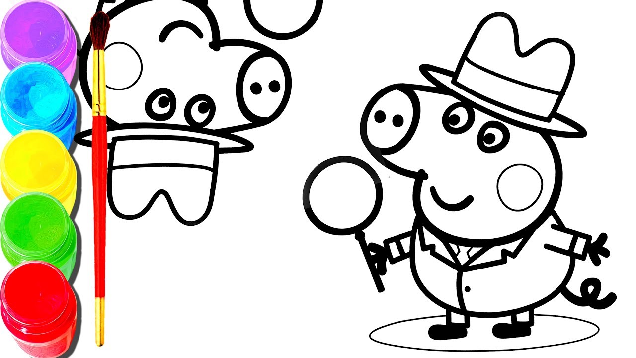 1280x720 peppa pig detective drawing painting daddy pig mummy pig - Detective Drawing