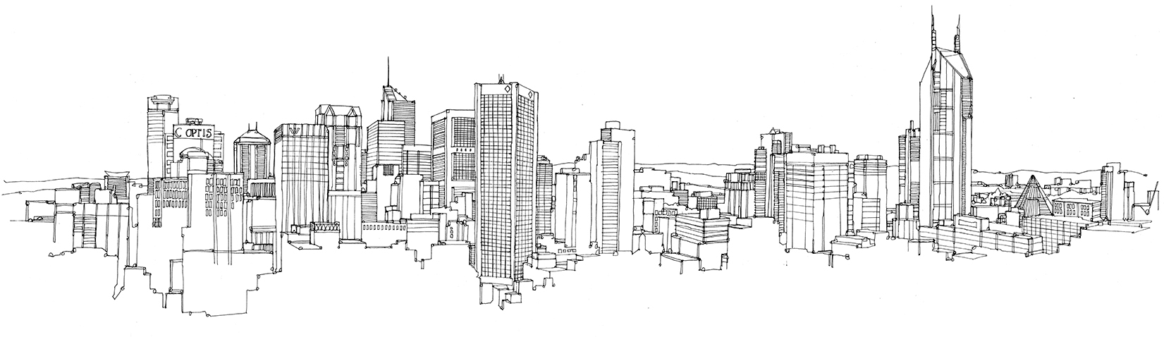 1651x478 melbourne, london and kuala lumpur city illustration - Detroit Drawing