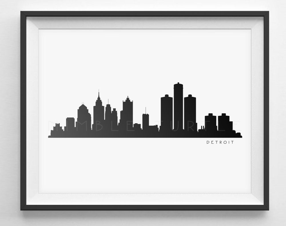 1000x790 Detroit Skyline Black And White Silhouette - Detroit Skyline Drawing
