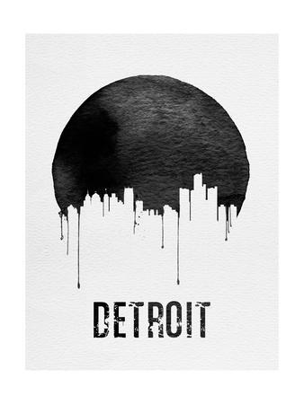 338x450 Detroit Skyline White Art Print - Detroit Skyline Drawing