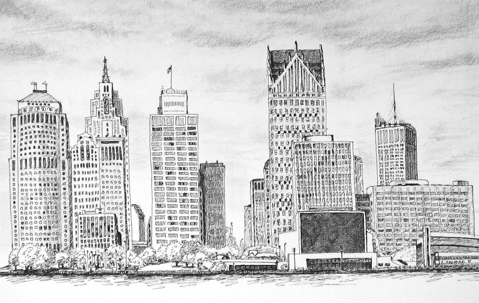1560x986 Radford Art Blog Detroit Skyline - Detroit Skyline Drawing
