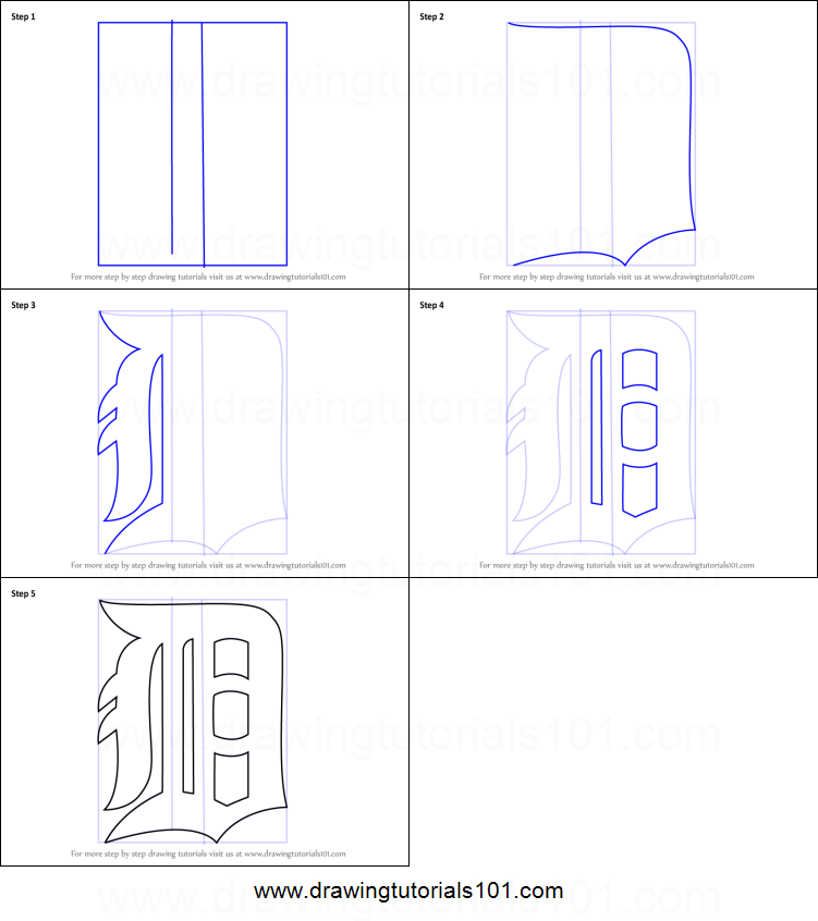 751x846 how to draw detroit tigers logo printable step - Detroit Tigers Drawing