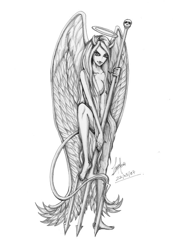638x878 devil and angel tattoo she's the devil, the angel - Devil And Angel Drawing