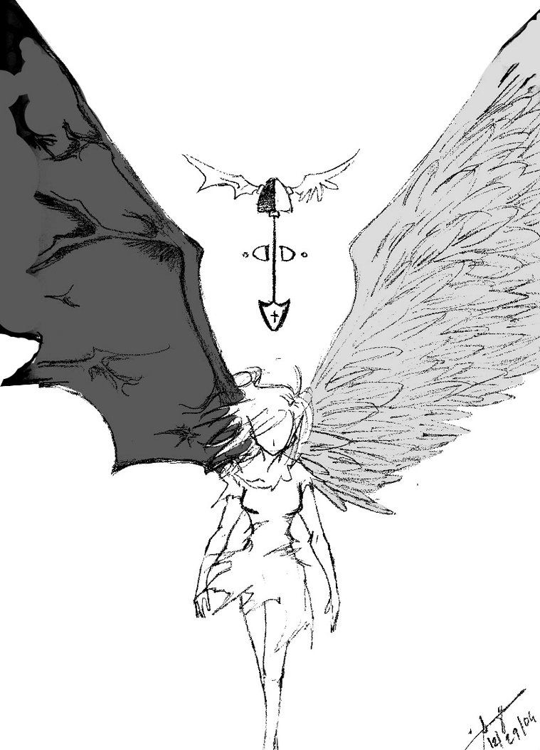 759x1053 Art Demon Drawings, Angel Drawing, Drawings - Devil And Angel Drawing