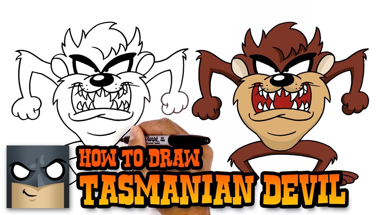 1280x720 How To Draw Tasmanian Devil Art Tutorial - Devil Cartoon Drawing