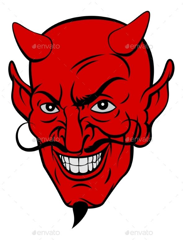 590x774 Red Devil Satan Or Lucifer Demon Cartoon Face With Horns - Devil Cartoon Drawing