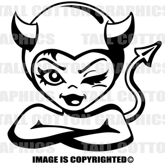 570x570 She Devil Cartoon Vinyl Decal Etsy - Devil Cartoon Drawing