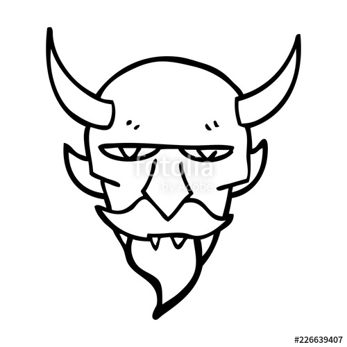 500x500 Line Drawing Cartoon Devil Face Stock Image And Royalty Free - Devil Cartoon Drawing
