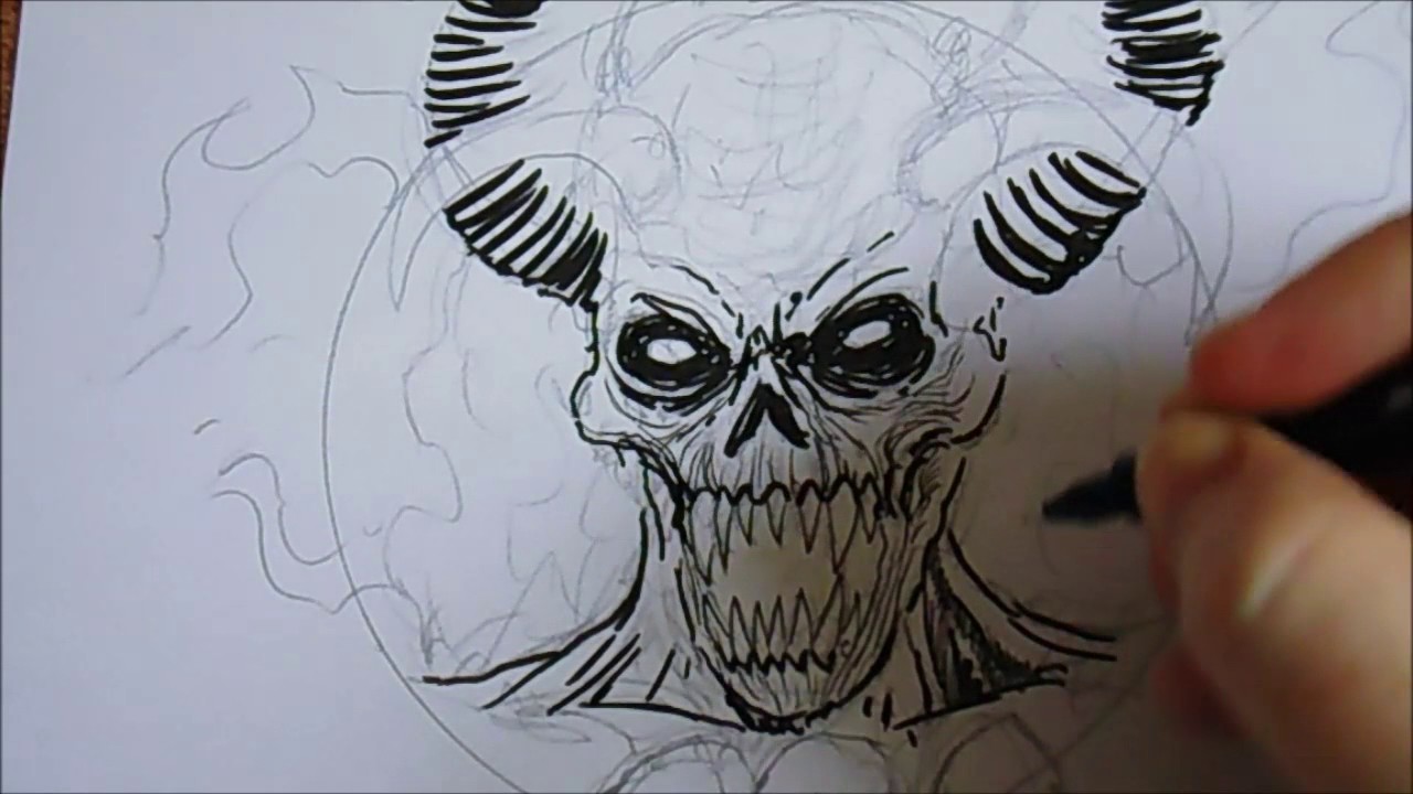 Drawing A Demon Devil With Just Ink Pens - Devil Drawing. 