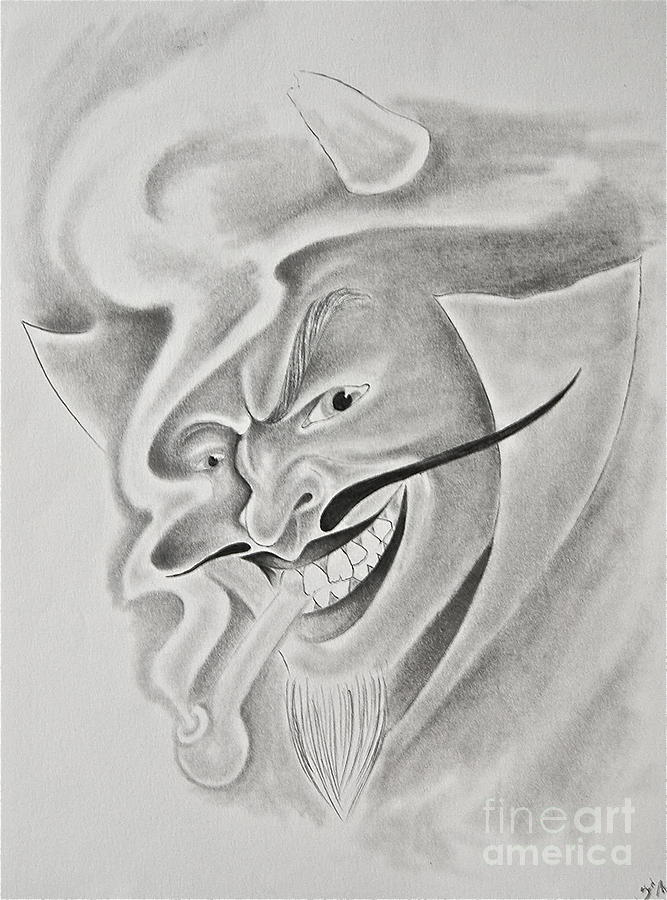 667x900 Devil With Pipe Drawing - Devil Drawing Images