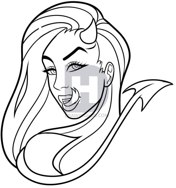 672x720 How To Draw A Devil Tattoo, Step - Devil Drawing Images