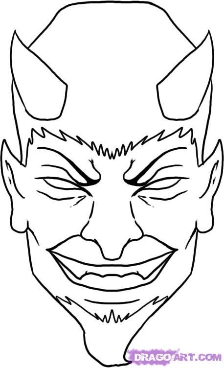 458x752 How To Draw A Devil Face, Step - Devil Drawing Images
