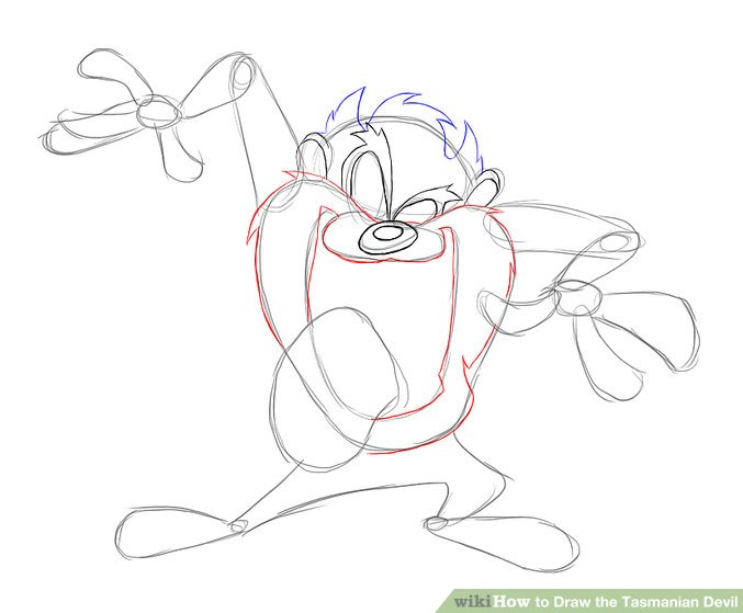 677x559 How To Draw The Tasmanian Devil Steps - Devil Drawing Images