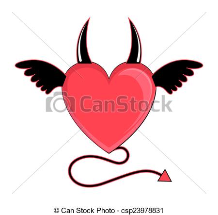 450x443 devil heart vector cartoon devil bad heart flying vector - Devil Heart Drawing