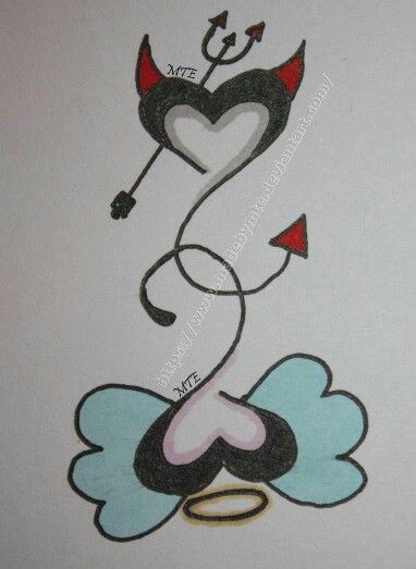 382x523 angel devil heart tattoo ideas tattoos, devil tattoo, angel - Devil Heart Drawing