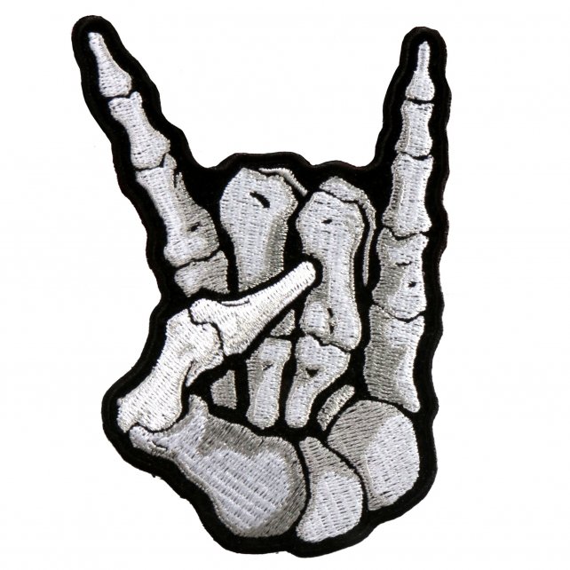 642x642 hot leathers x skeleton devil horns patch - Devil Horns Drawing