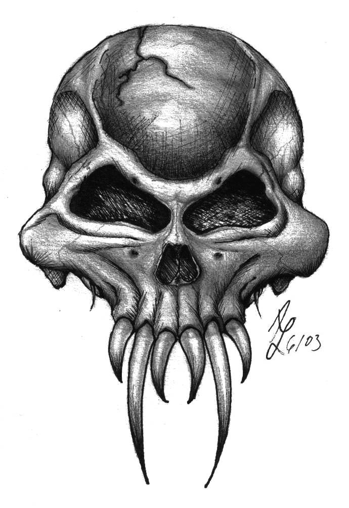 690x1004 Demon Sketches Demon Skull - Devil Skull Drawing