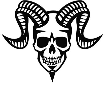 425x346 devil skull with horns car decal sticker, red, inch - Devil Skull Drawing