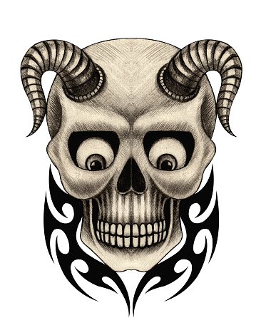 366x470 Art Devil Skull Stock Vectors - Devil Skull Drawing