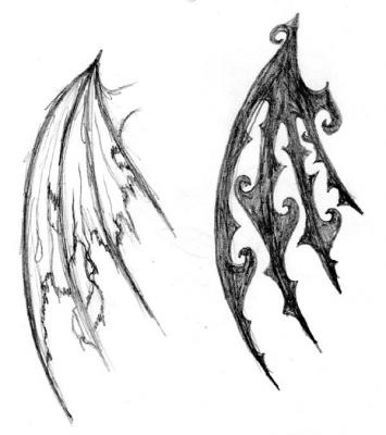355x400 Angel And Devil Wings Tattoo Design - Devil Wings Drawing