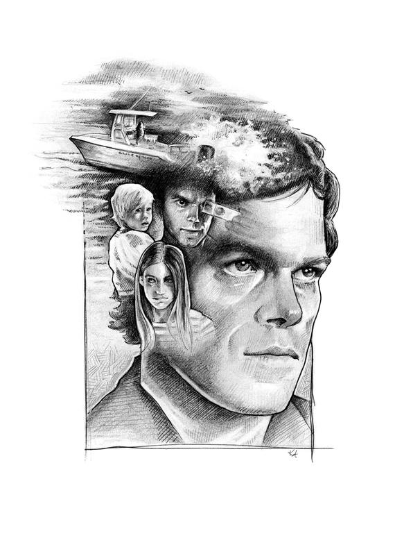 570x788 dexter dexter morgan fan art tv drawing illustration etsy - Dexter Drawing