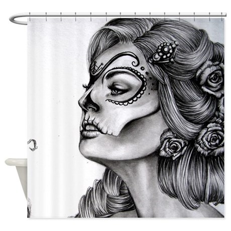 460x460 Dia De Los Muertos Shower Curtains - Dia De Los Muertos Drawings