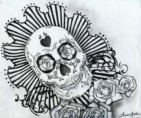 600x503 Drawing Bilder Dia De Los Muertos Hintergrund And Background Fotos - Dia De Los Muertos Drawings