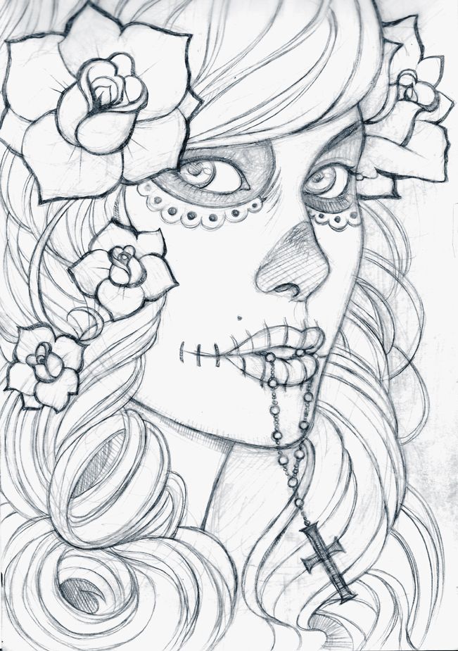 651x925 Gallery For Gt Dia De Los Muertos Skull Girl Drawing Day - Dia De Los Muertos Drawings