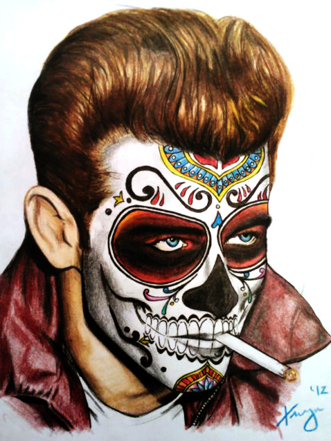 478x638 James Dean Meets Dia De Los Muertos - Dia De Los Muertos Drawings