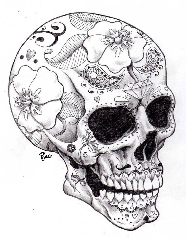 736x944 Dia De Los Muertos Skull - Dia De Los Muertos Drawings