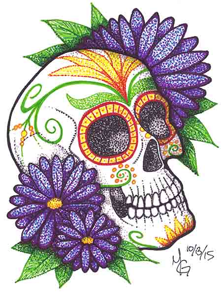451x600 Day Of The Dead Greeting Cards For Sale - Dia De Los Muertos Drawings