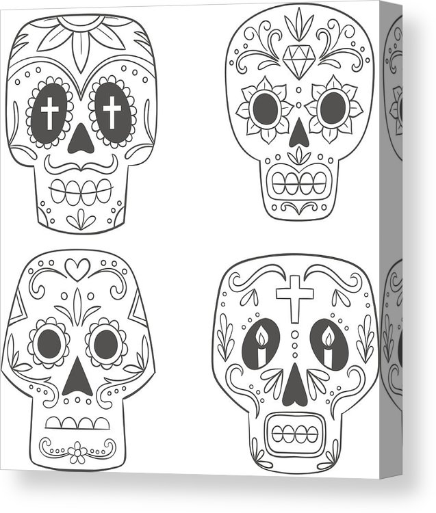 637x750 Dia De Los Muertos Mexican Skulls Canvas Print Canvas Art - Dia De Los Muertos Skull Drawing