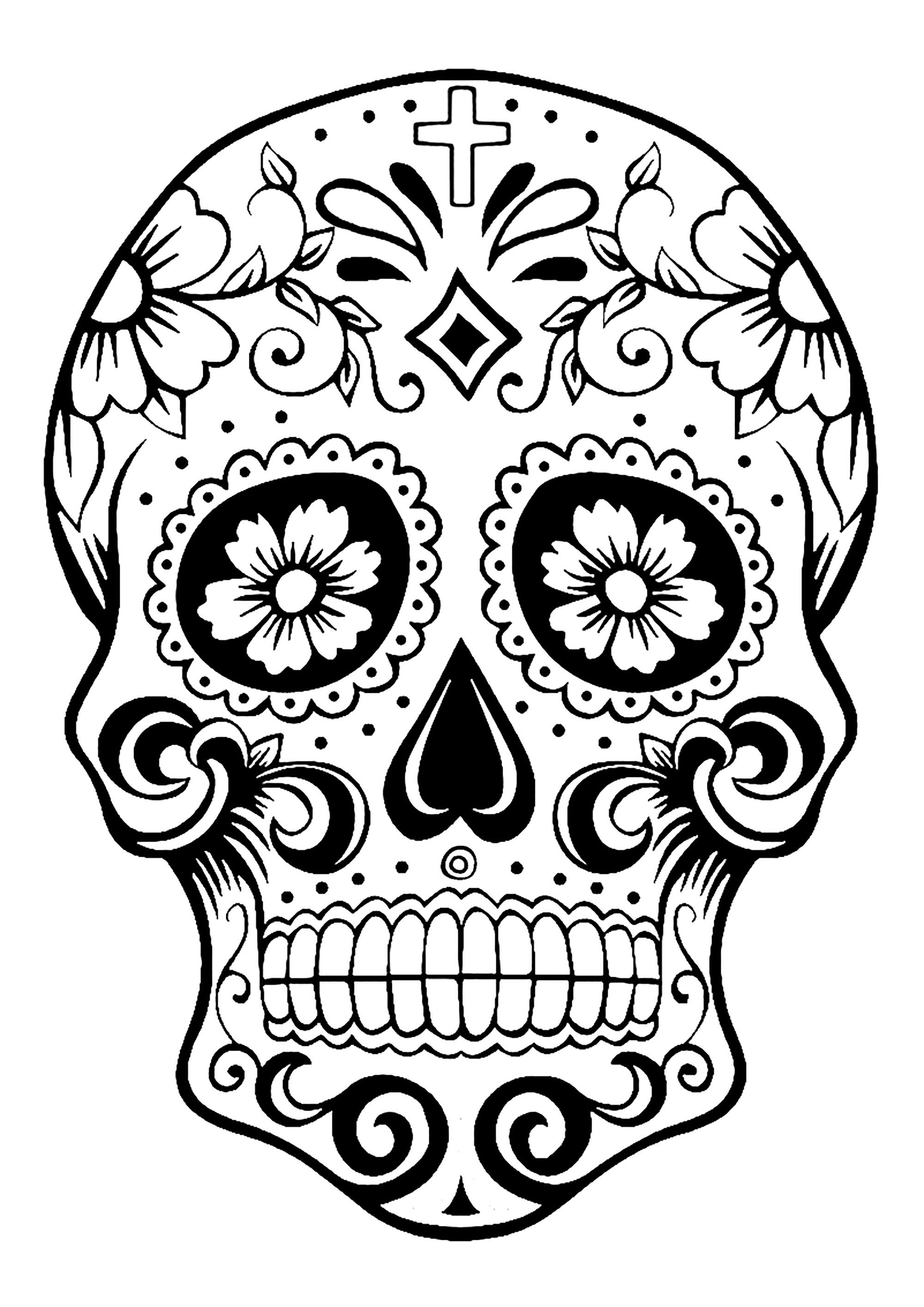 Dia De Los Muertos Skull Drawing at Explore