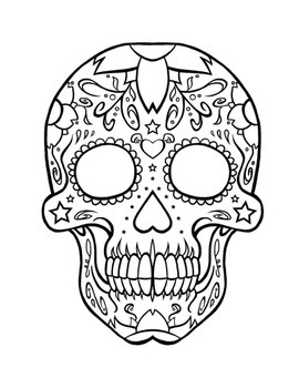 270x350 Free Day Of The Dead De Los Muertos Sugar Skull Doodlecolor - Dia De Los Muertos Skull Drawing