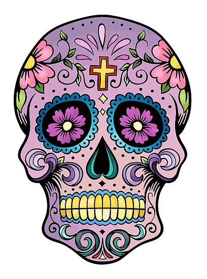 408x550 Mexican Skull Purple Cross Art Tattoo Man Calavera Candy El Dia De - Dia De Los Muertos Skull Drawing