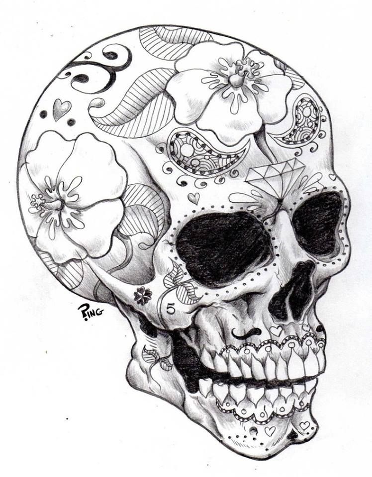 748x960 Sugar Skull, Dia De Los Muertos Dia De Los Muertos - Dia De Los Muertos Skull Drawing