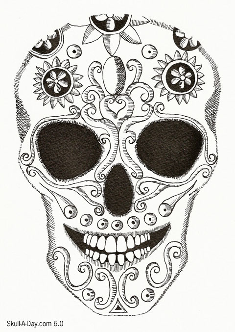 480x677 Sugar Skull Drawing - Dia De Los Muertos Skull Drawing