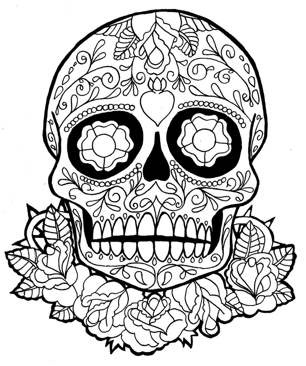 1070x1280 Coloring Pages Coloring El Dia Los Muertos Skull Hand Drawing - Dia De Los Muertos Skull Drawing