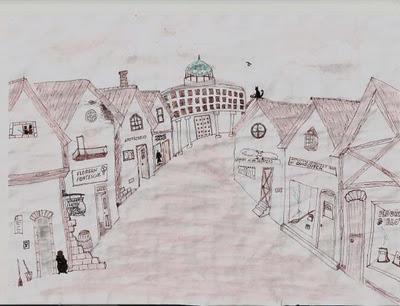400x306 pottermore art diagon alley pottermore walkthrough - Diagon Alley Drawing