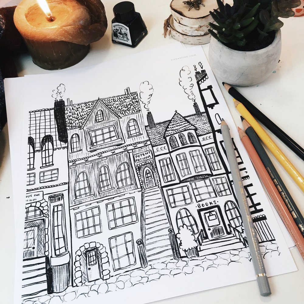 Diagon Alley Drawing at PaintingValley.com | Explore collection of ...