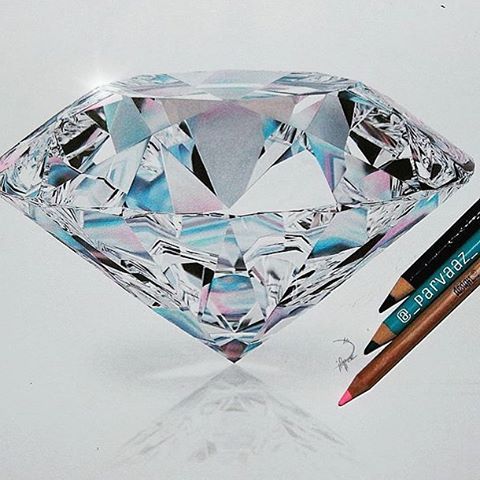 480x480 Realistic Diamond Drawing - Diamond 3d Drawing